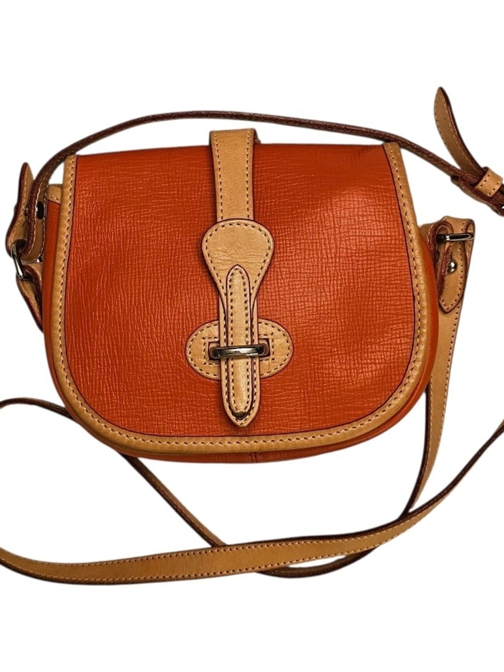Vintage Dooney & Bourke Orange All Weather Leather Crossbody Bag AWL Equestrian